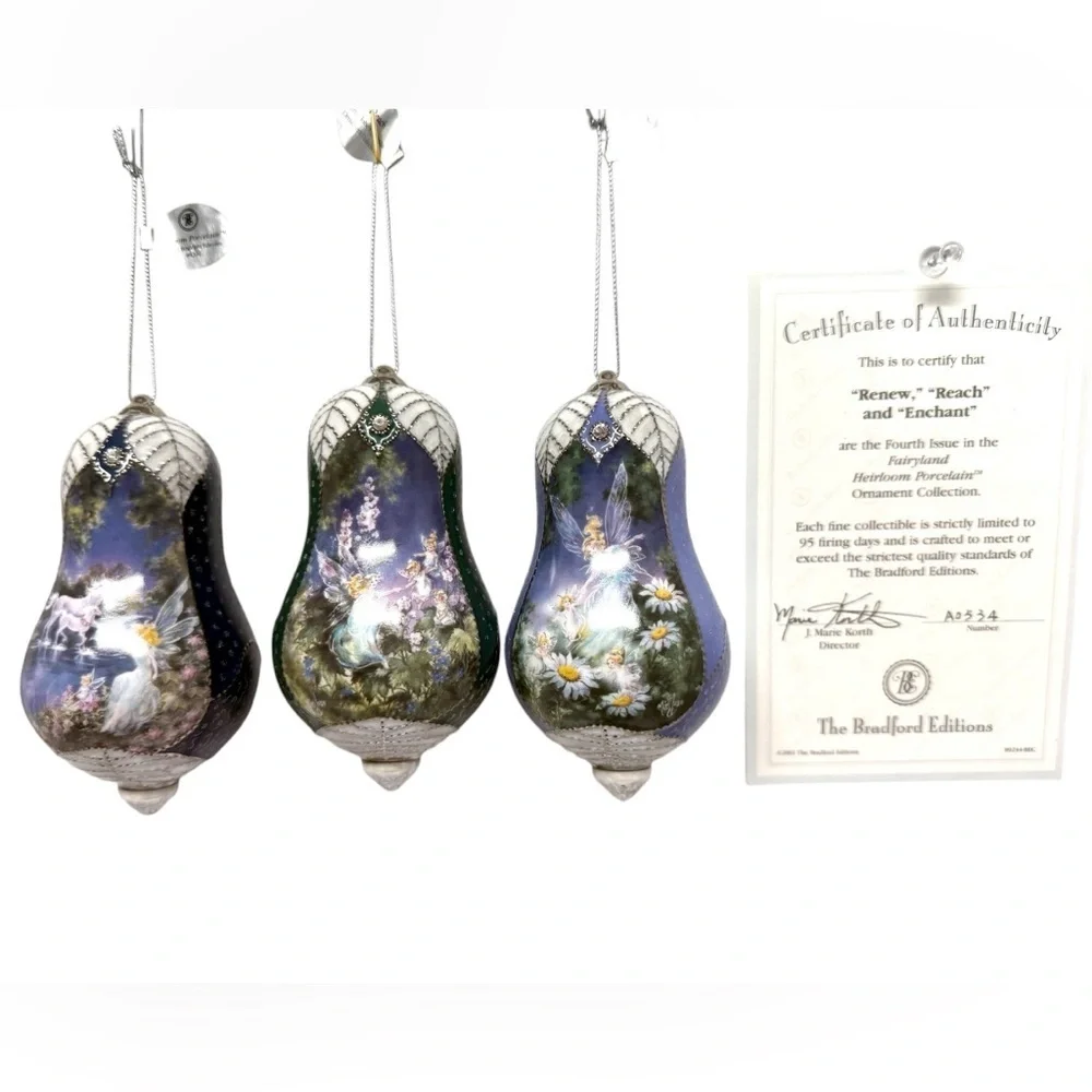 The Bradford Edition-24 Fairyland Heirloom Porcelain Ornaments RARE